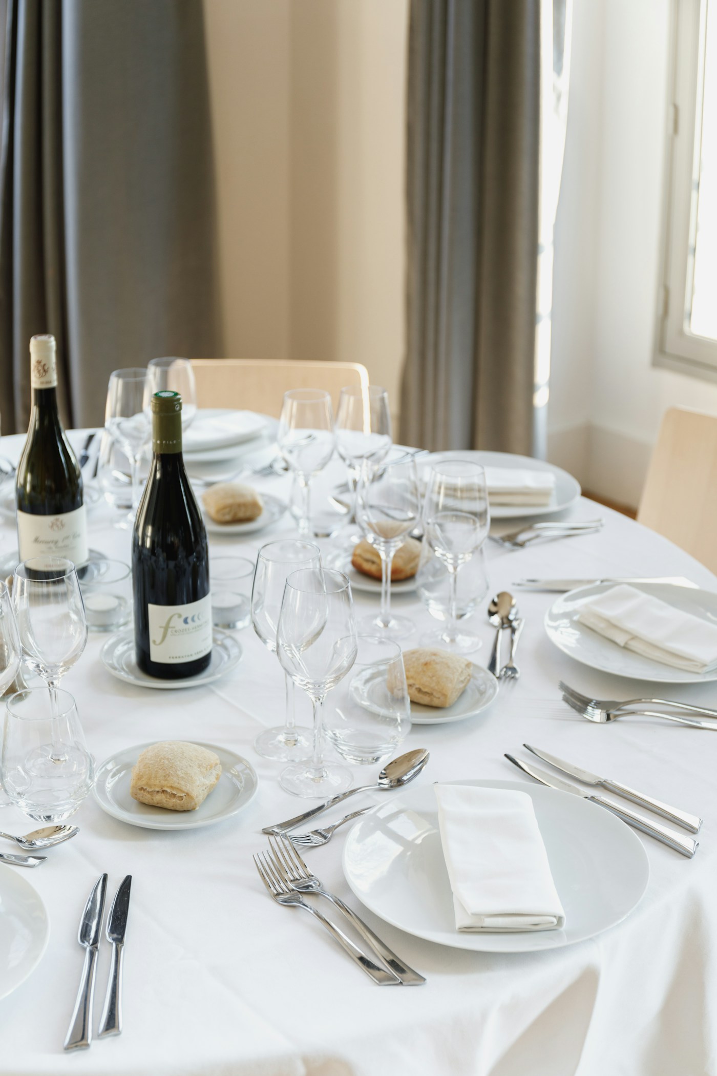 A formal table setting for dinner