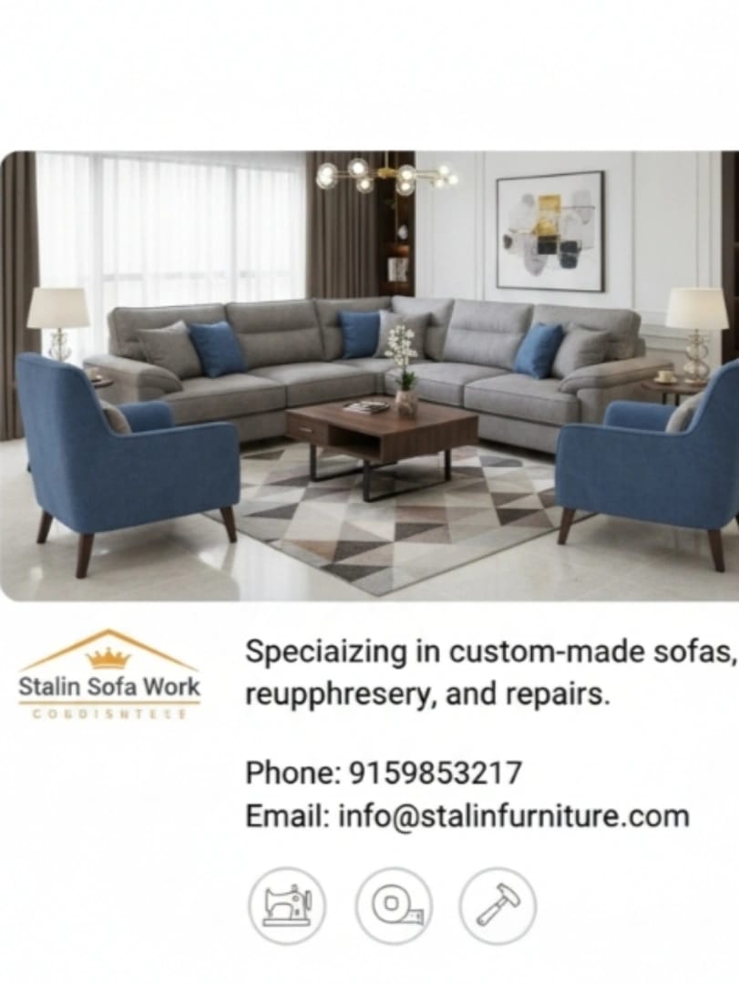 Stalin Sofa Work business card with services and contact details