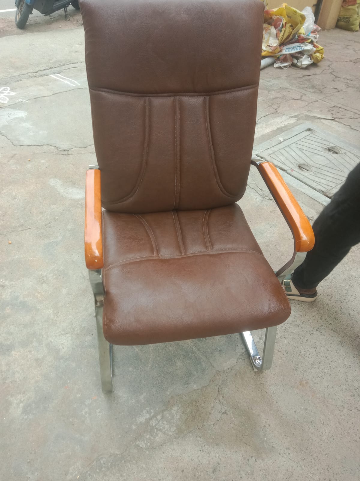 Brown upholstered office chair